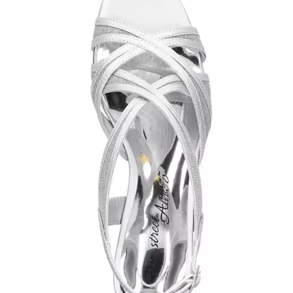 Elegant Silver Strappy Heels Size 9 M - Picture 3 of 6
